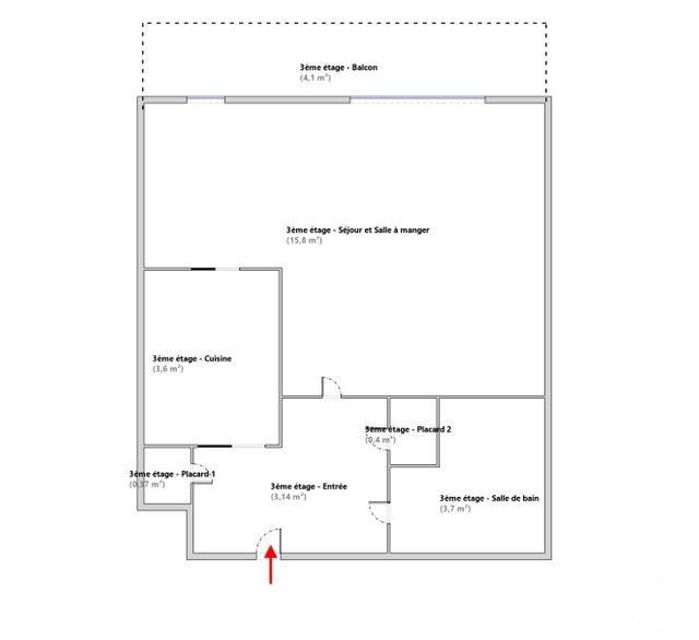 Appartement F1 à louer - 1 pièce - 27.01 m2 - PARIS - 75020 - ILE-DE-FRANCE - Century 21 Agence De La Mairie